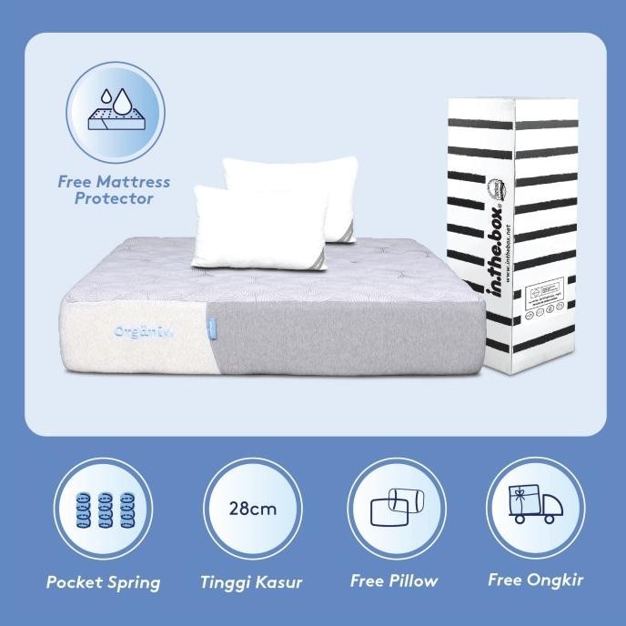 Kasur Busa Latex Inthebox Organix Hybrid 160x200 - Free bantal