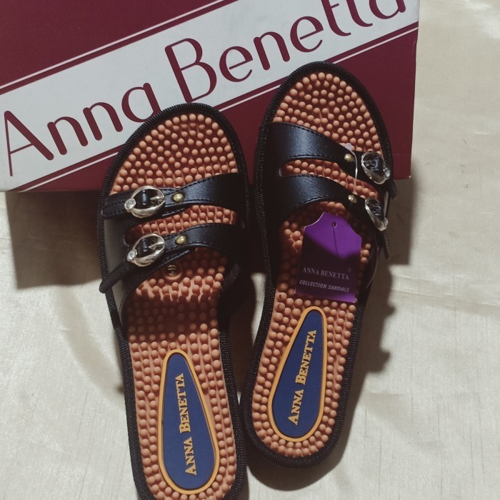 SANDAL DURI ,SANDAL KESEHATAN WANITA ANNA BENETTA. WRN HITAM.