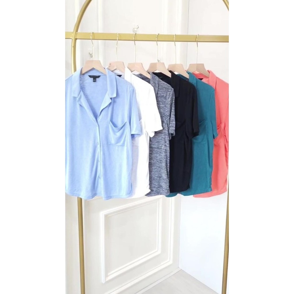 Brep 672 Camp Collar Top Baju Atasan Blouse Wanita Branded