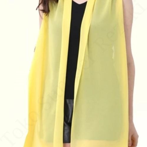 Selendang Kuning Telur Scarf Plain Shawl Syal Light Yellow Polos Kain