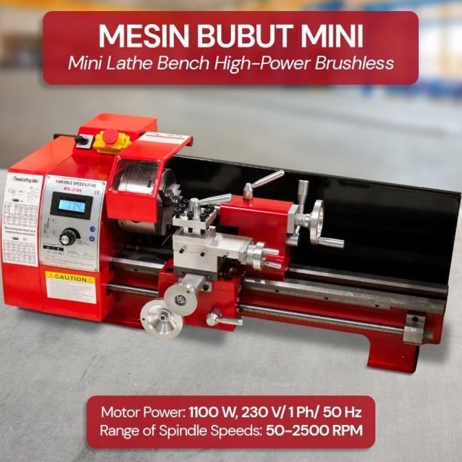 Mesin Bubut Mini Lathe Power Brushless 1100W WM210V MX-210V FUSIKAYA