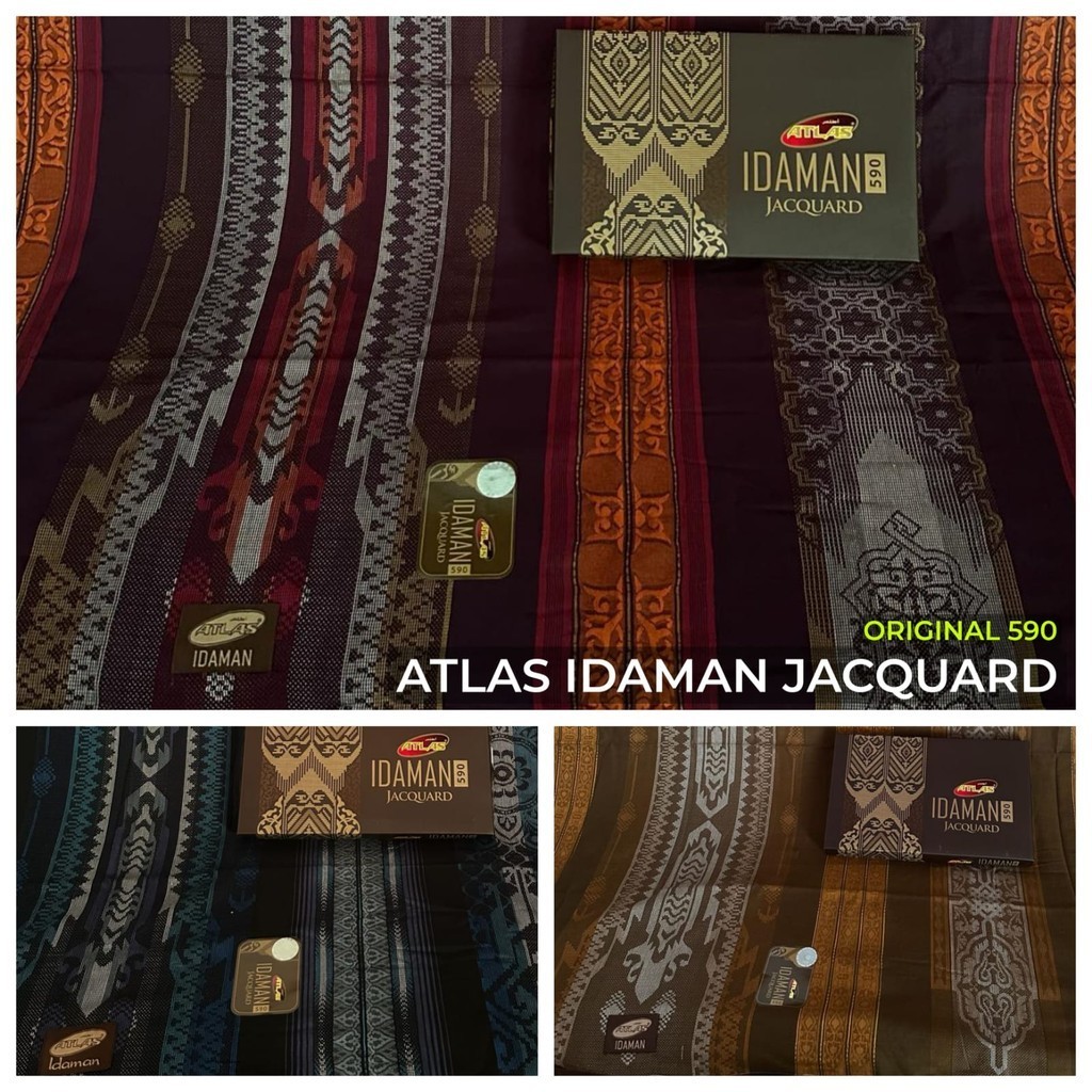 Sarung Atlas Idaman 590 Jacquard Classic Gold Original Sarung Atlas Songket Timbul