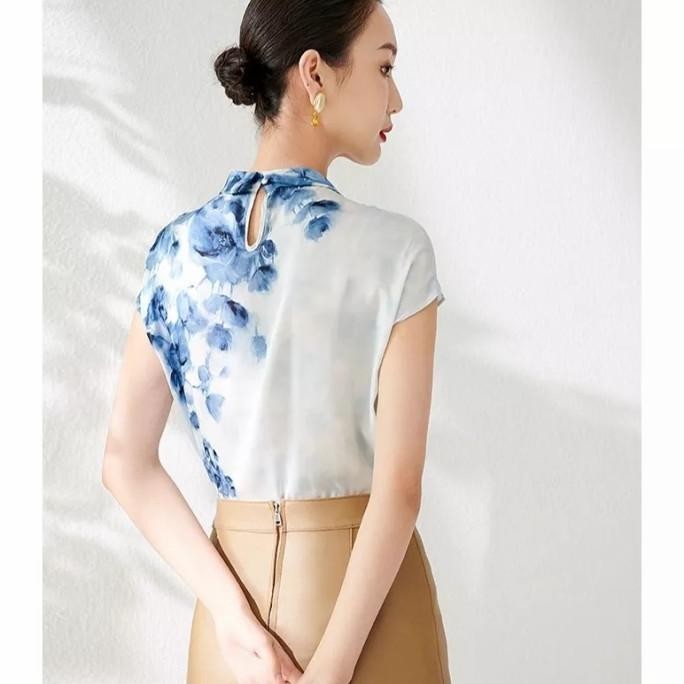 Blouse Baju Atasan Wanita Oriental Orange Red Blue Floral