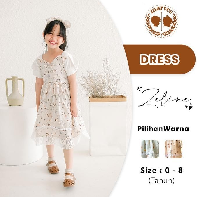 Dress Anak Perempuan Zeline Bahan Crinkle Usia New Born Hingga 8 Tahun Murah Berkualitas