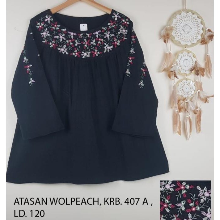 Atasan Bordir Tangan Putih Hitam Bordiran Timbul Atasan Putih Blus