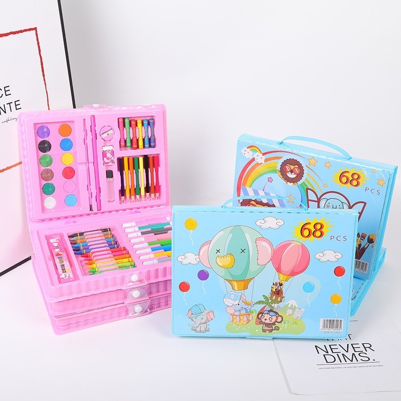 

AKB Drawing Set 68Pcs Oil Pastel Crayon 68 IN 1 Set Krayon Mewarnai dan Melukis Lengkap dengan Cat Air Alat Mewarnai Anak Anak Bentuk Koper