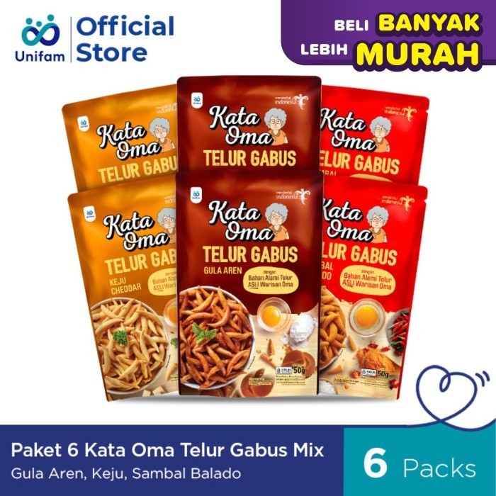 

Paket 6 Kata Oma Telur Gabus Mix Rasa Balado, Keju & Gula Aren