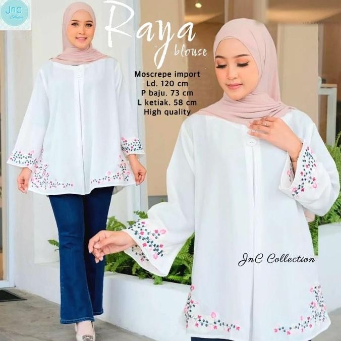 Blouse Atasan Jumbo Wanita Motif Bunga Bordir Ld 120- Raya Blouse