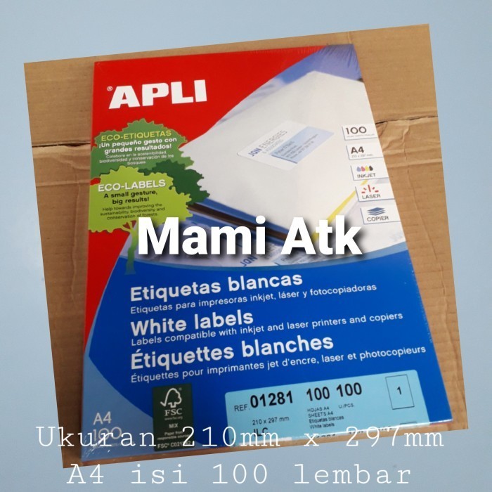 

Apli label stiker A4 isi 100 lembar 01281