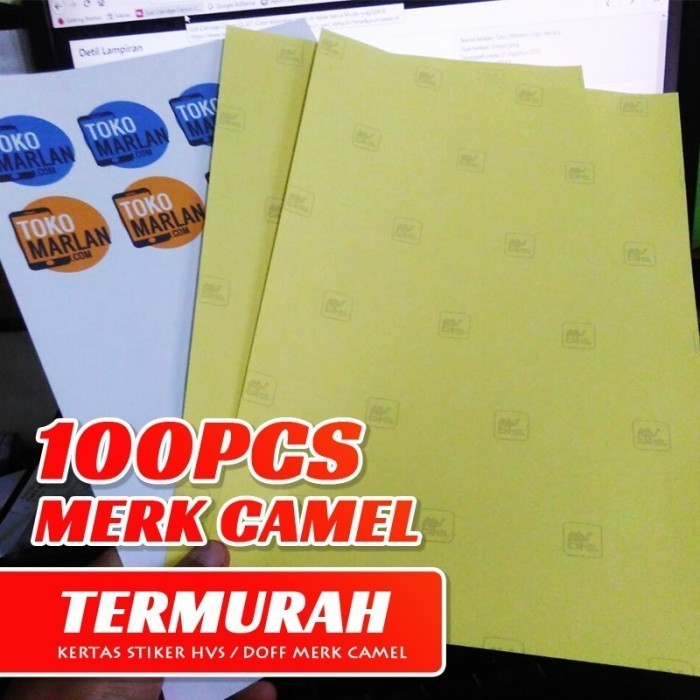 

Kertas Sticker Stiker HVS / Doff F4 & A4 Isi 100 Lembar MERK CAMEL