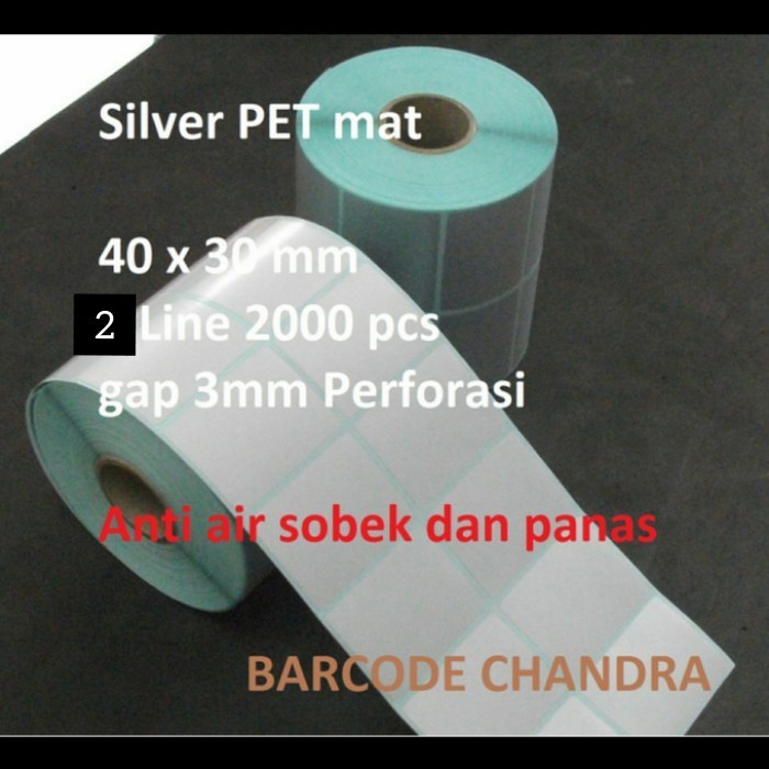 

label barcode Silver Pet mat 40x30 2Line 2000pcs gap3mm PFRS core 1''