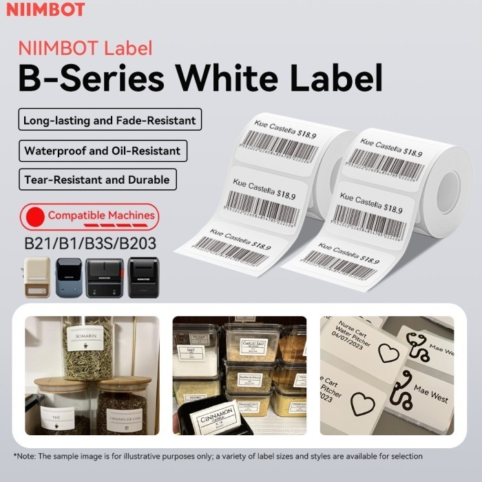 

(3 gulungan)Niimbot B21/B1/B3S harga produk pakaian stiker white label