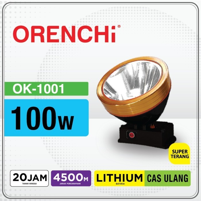 Orenchi / Tesla Senter Kepala LED Super Terang Lithium OK-1001 100WATT