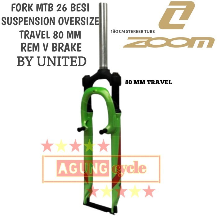 FORK MTB 26 BESI ZOOM SUSPENSION OVERSIZE TRAVEL 80 EMPUK BY UNITED