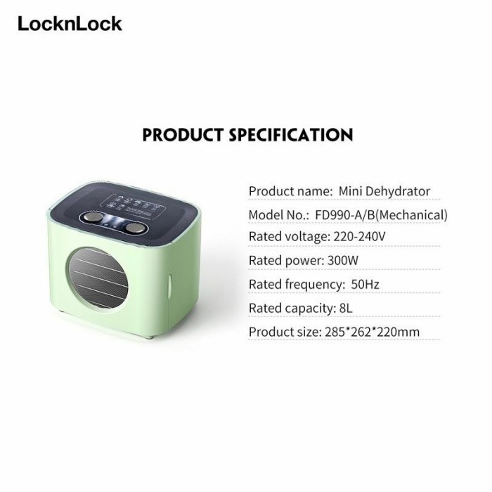 NEW SERIES LOCK N LOCK MINI FOOD DEHYDRATOR 8 L EJO316 - TOSCA ORIGINAL