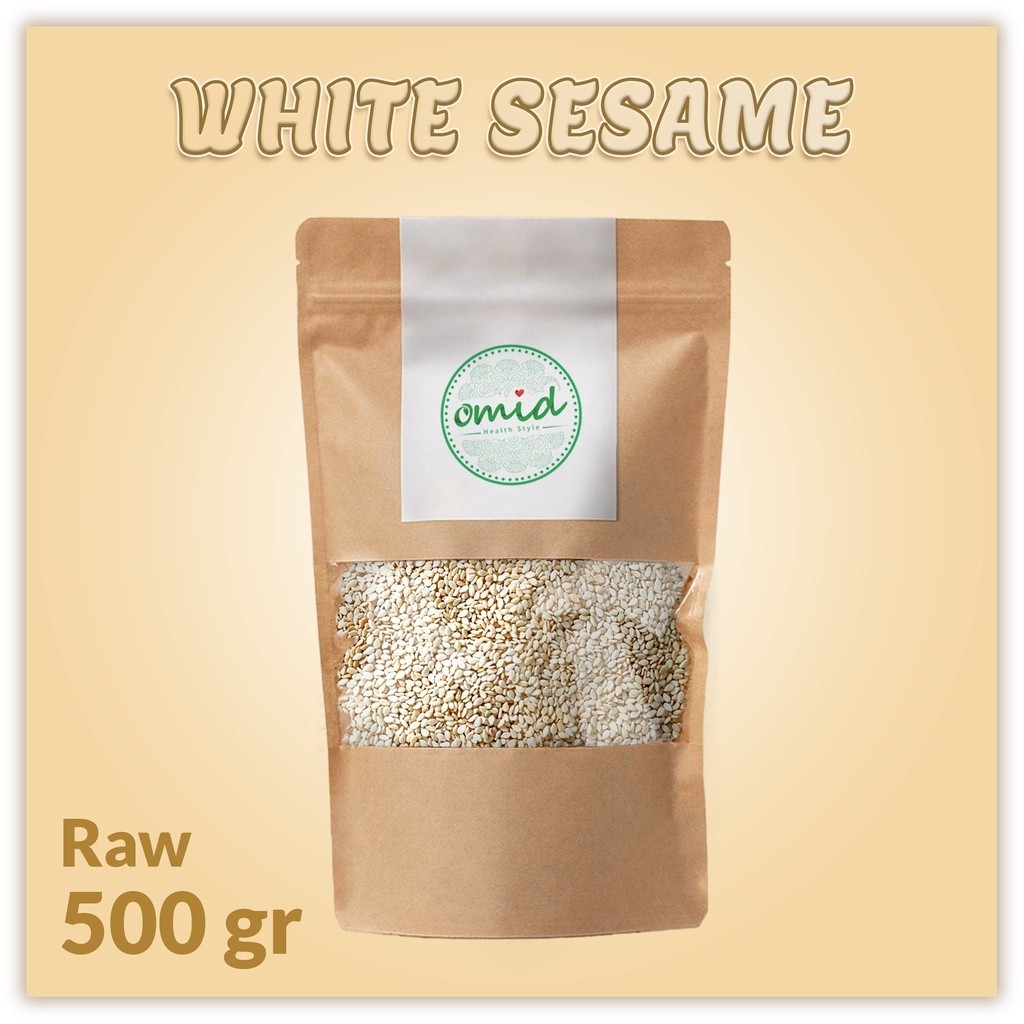 

500 Gr - Organic White Raw Sesame Biji Wijen Putih Mentah Organik
