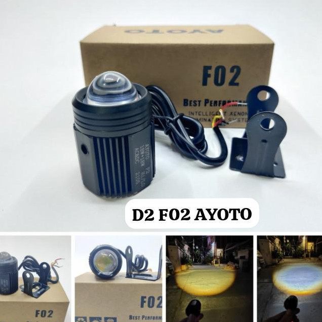 READY ORIGINAL Lampu Tembak Projie LED Motor Mobil AYOTO F02 Putih dan Kuning Watt 18 18 FOGLAMP D2
