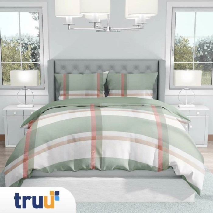 TRUU Sprei/BedCover Katun Jepang Colorful Madras Green (100% Katun)