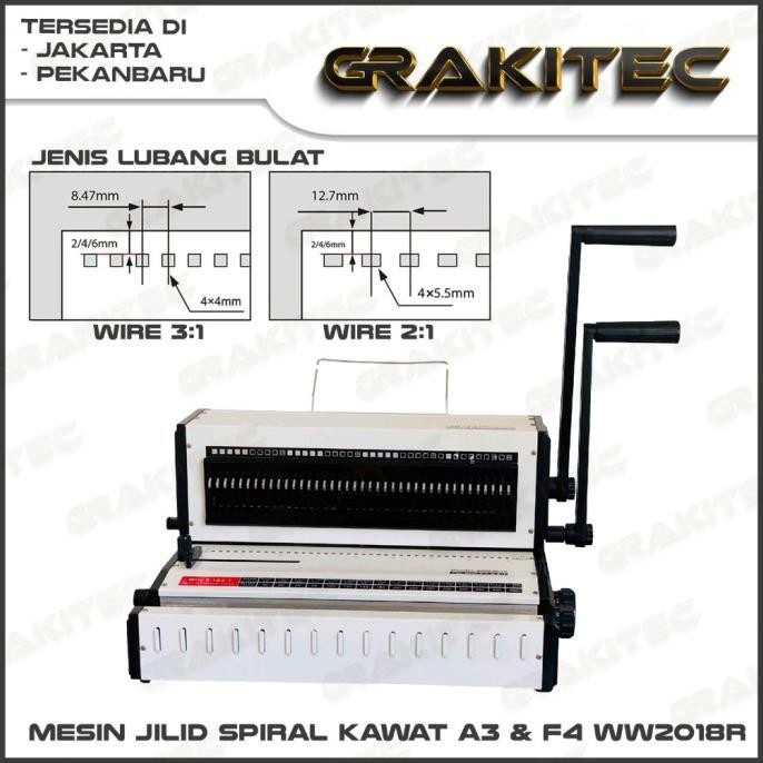 

Mesin Jilid Spiral Kawat Ww2018R 3:1 & 2:1 F4 & A3 Lubang Bulat