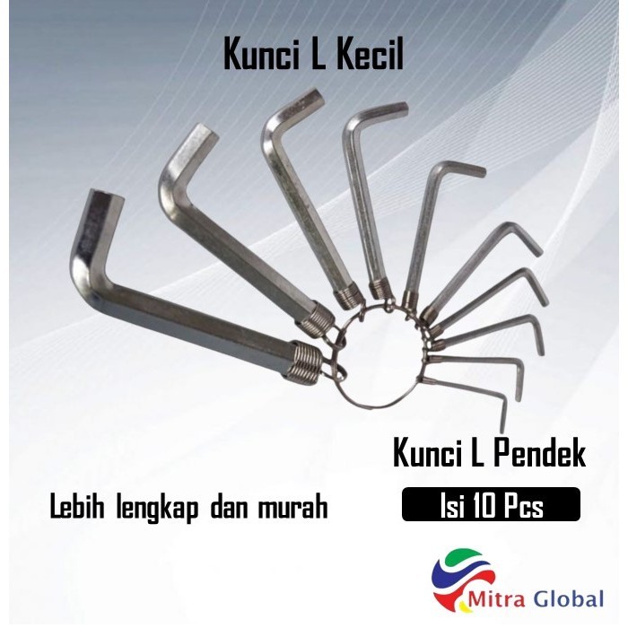 Kunci L Pendek / Kunci L bintang / Kunci L kecil 1 set isi 10 Pcs