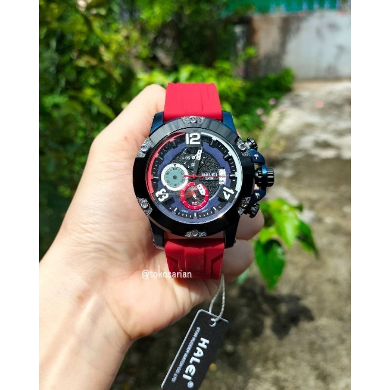 Jam Tangan Halei 9008M Original Bergaransi Jam Sport Rubber Strap Untuk Pria