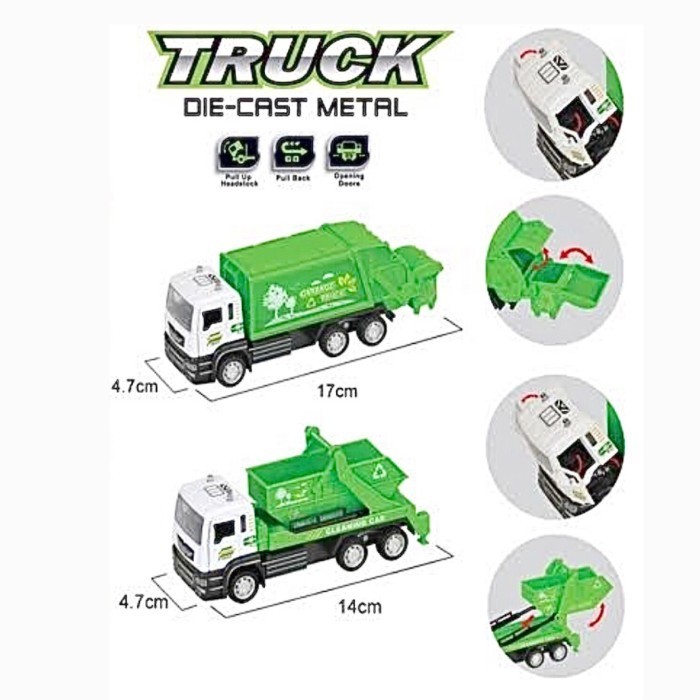 mainan truk sampah bahan alloy truck Garbage