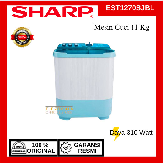 SHARP MESIN CUCI 2 TABUNG EST 1270JBL 1LITER/EST-1270JBL/EST 1270JBL/SHARP MESIN CUCI/MESIN CUCI SHA