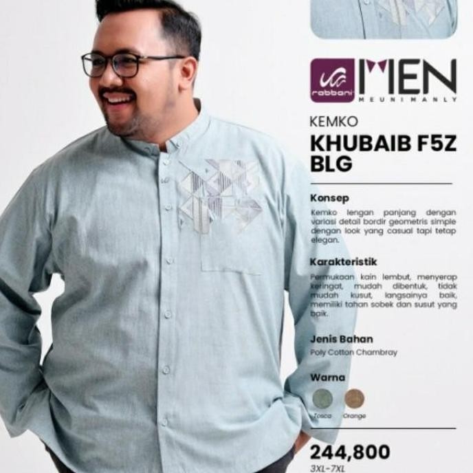 Rabbani Khubaib F5Z Blg Koko Baju Muslim Pria Jumbo 3Xl - 7Xl Axiataluo