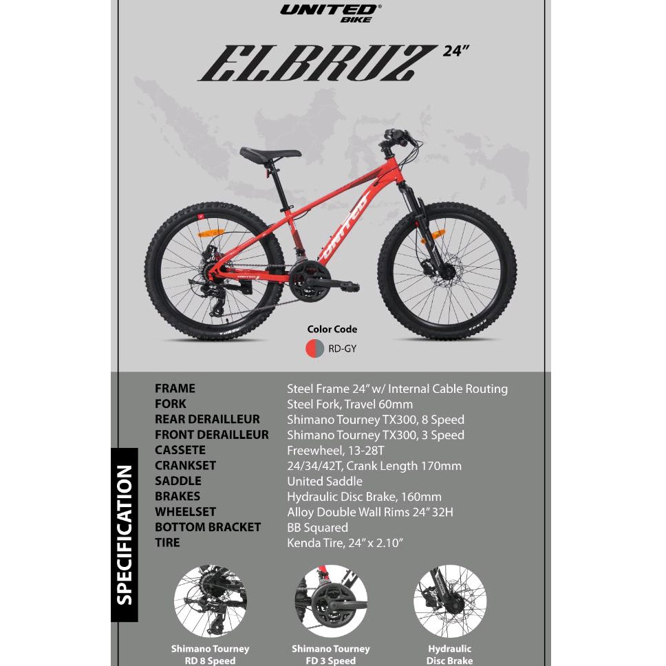 Sepeda MTB UNITED ELBRUZ 24 MOUNTAIN BIKE