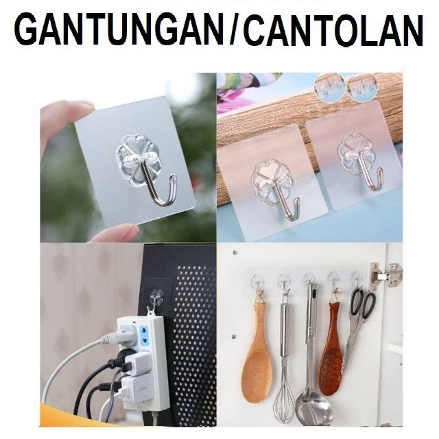 Cantolan gantungan tempel dinding tembok Magic Hook lem kuat
