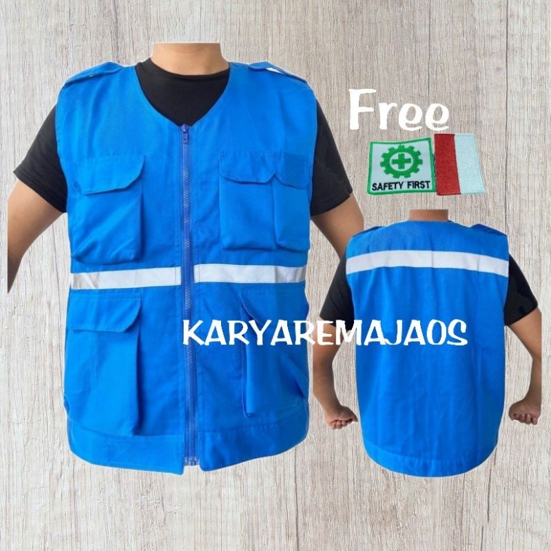 Rompi Safety Rompi skotlet Rompi Proyek Rompi Kerja Rompi parkir Rompi Lapangan Rompi biru stabilo