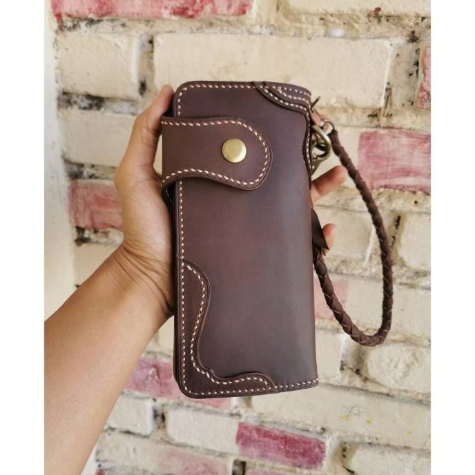 DOMPET KULIT PANJANG PRIA, DOMPET BIKERS, DOMPET PANJANG HANDMADE . ARKANARYO24