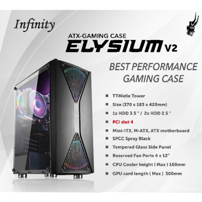 Casing Gang Komputer Pc Cpu Infinity Elysium Acrylic Case (Non Psu)