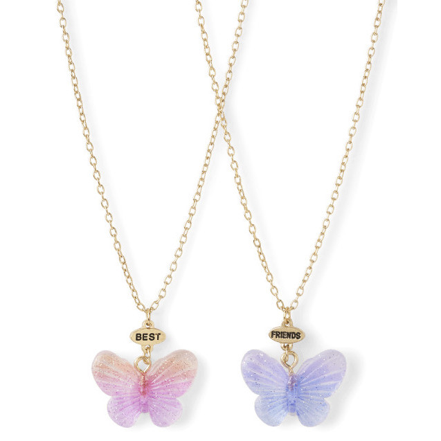GIRLS BUTTERFLY BFF LOCKET NECKLACE 2PK - KALUNG ANAK PEREMPUAN