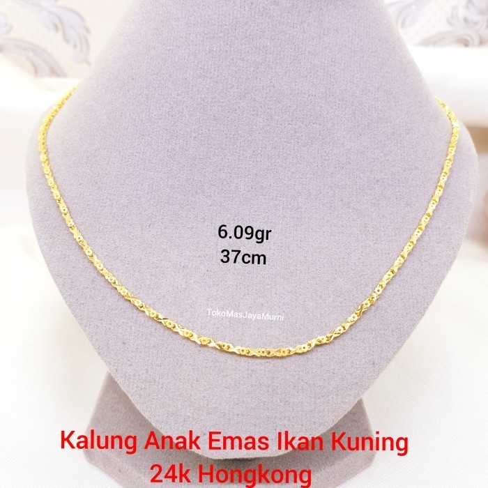 KALUNG EMAS ANAK HONGKONGAN IKAN ANTRI KUNING 24K
