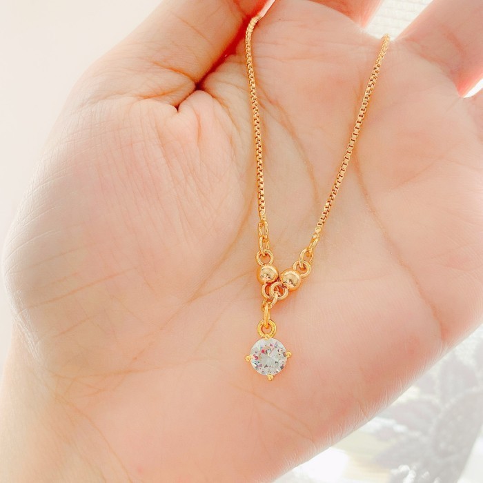 KALUNG ANAK KOTAK ZIRCONIA GOLD