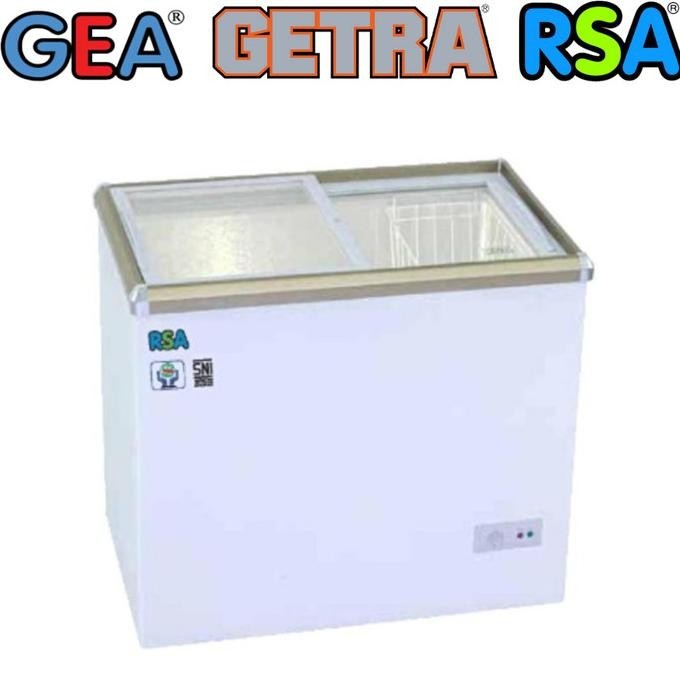 Chest Freezer Rsa Xs-200 Pintu Kaca Geser Sliding Freezer Box Es Cream