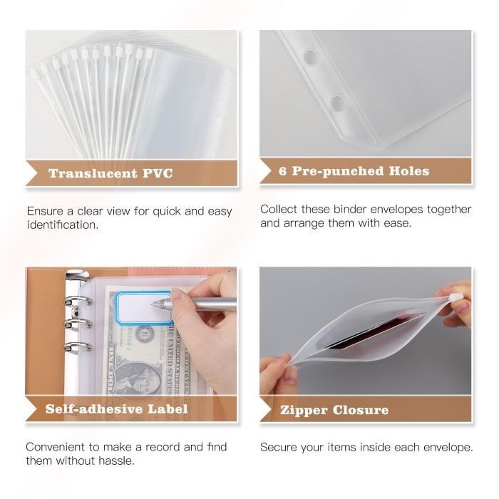 

1 Set Binder Budget Planner A6 Cash Envelope Binder Pu Leather