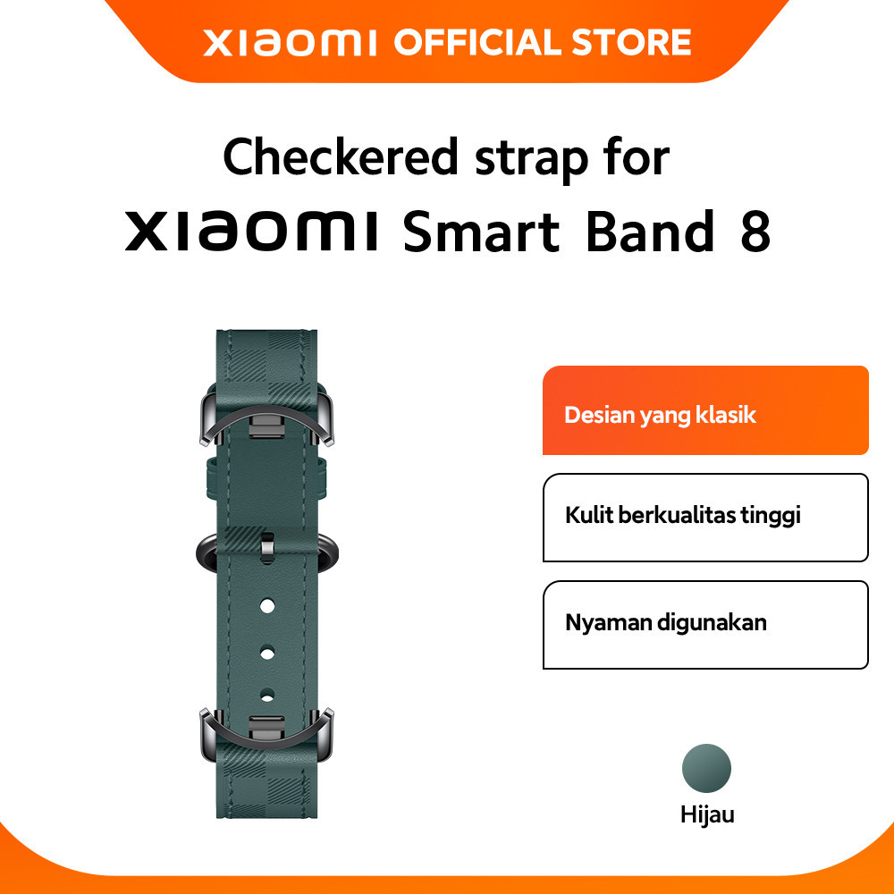 Official Xiaomi Smart Band 8 Checkered Strap Desain Klasik Kulit Berkualitas Tinggi