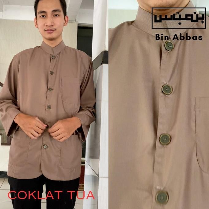Ready Baju/Kemeja Koko Yamani Habaib/Hadramaut Bin Abbas Jumbo Coklat Tua Limited Edition