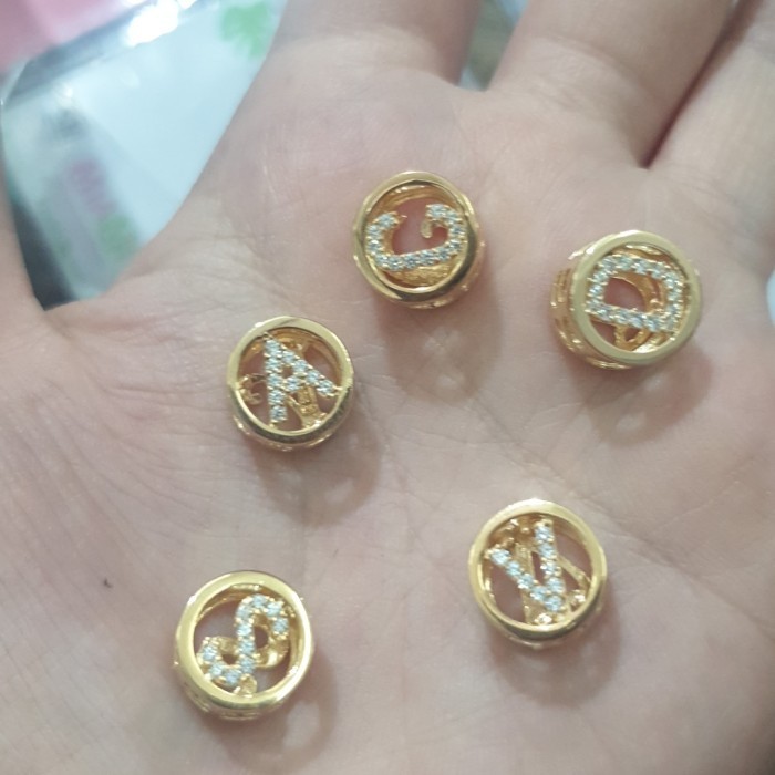 LIONTIN GELANG KALUNG INISIAL HURUF U T V C G P MIAMI UBS EMAS ASLI