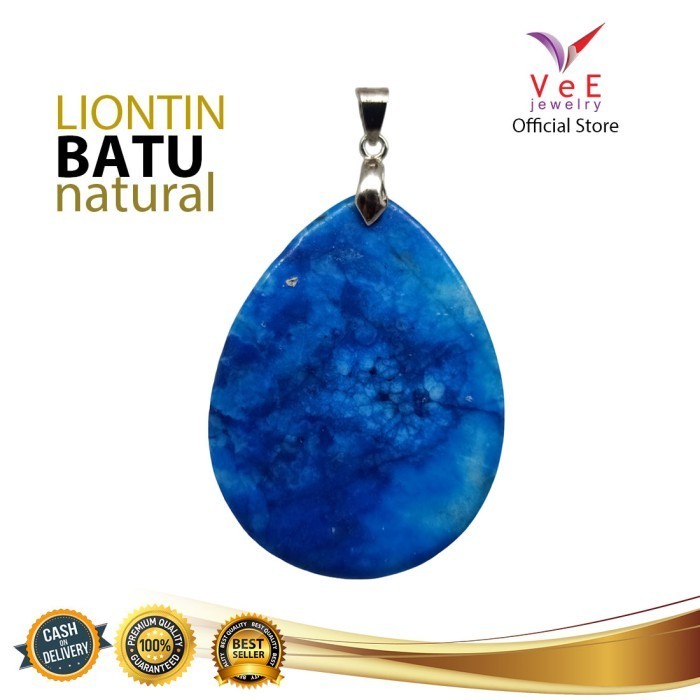 LIONTIN BATU GIOK ASLI CINA TETES BIRU - VEE LIONTIN TERAPI KESEHATAN