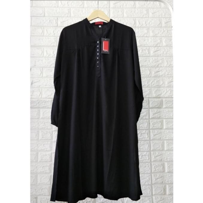 Tunik Polos Rayon Jumbo Hitam
