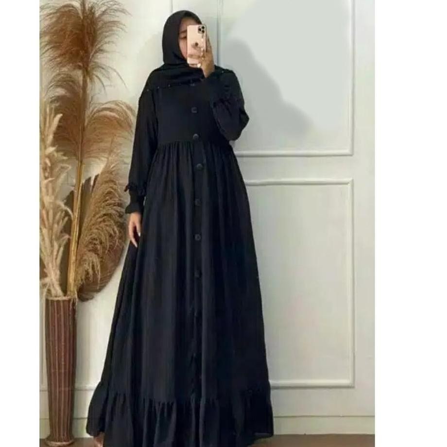 Tarbaru Baju Pakaian Gamis Dress Dres Abaya Fashion Drees Jubah Wanita Muslim Muslimah Remaja Ibu Hamil Busui Perempuan Cewek Cewe Polos Menyusui Kancing Depan Full Rumahan Harian Terbaru Trend Kekinian Murah Cod Stock Terbatas