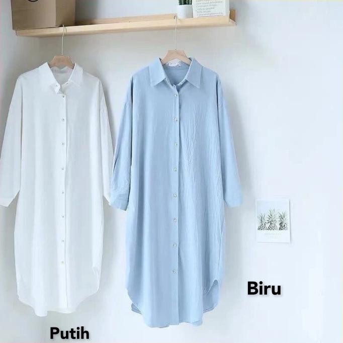Baju Atasan Muslim Wanita Blouse Outfit Jumbo Xxl Long Tunik Putih