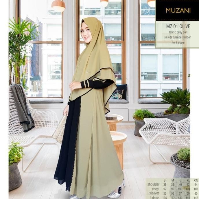 Setelan Baju Gamis Wanita Muslimah + Hijab Muzani 01 Original Branded