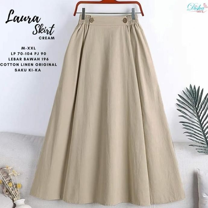 Bawahan Rok Panjang Warna Putih Hitam Cream