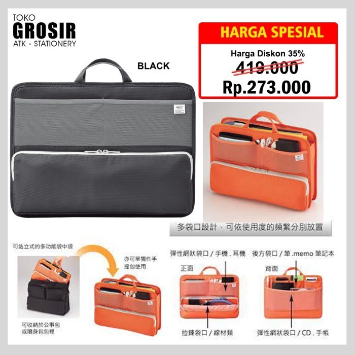

TERBARU - LIHIT LAB SMART FIT Stand Pocket Bag Organizer B4 A-7665 SALE