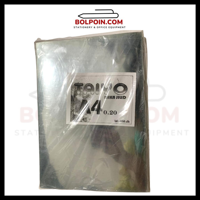 

Plastik Mika Cover Jilid Bening A4 merek TAIYO Tebal 0.20 isi 100 lbr