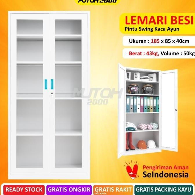 

New Sale Big 185Cm Lemari Arsip Besi Filling Cabinet Pintu Swing Kaca Ayun Limited Edition